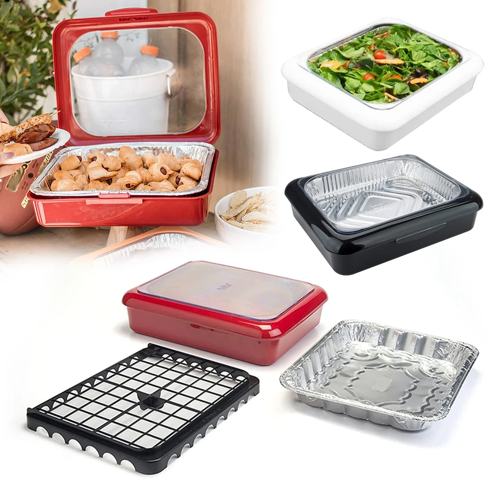 Food Storage Aluminum Containers - Plastic Foil Pan Carrier Stackable Portable