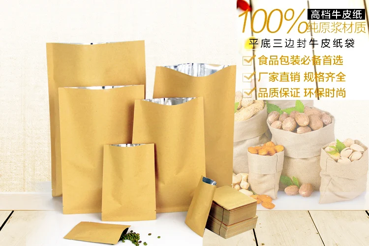 Food Storage Mylar Bags - 8*12cm Open Top Brown Kraft Paper