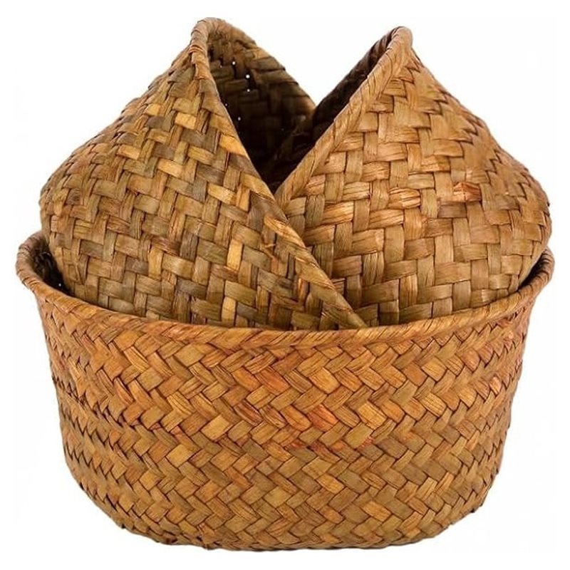 Stackable Pantry Bin - B23B Small Seagrass Woven Storage Baskets