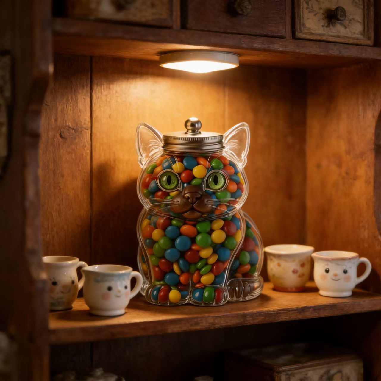 Cute Cat Shaped Glass Candy Ja - đánh giá và giá Food Storage Jars With Lids