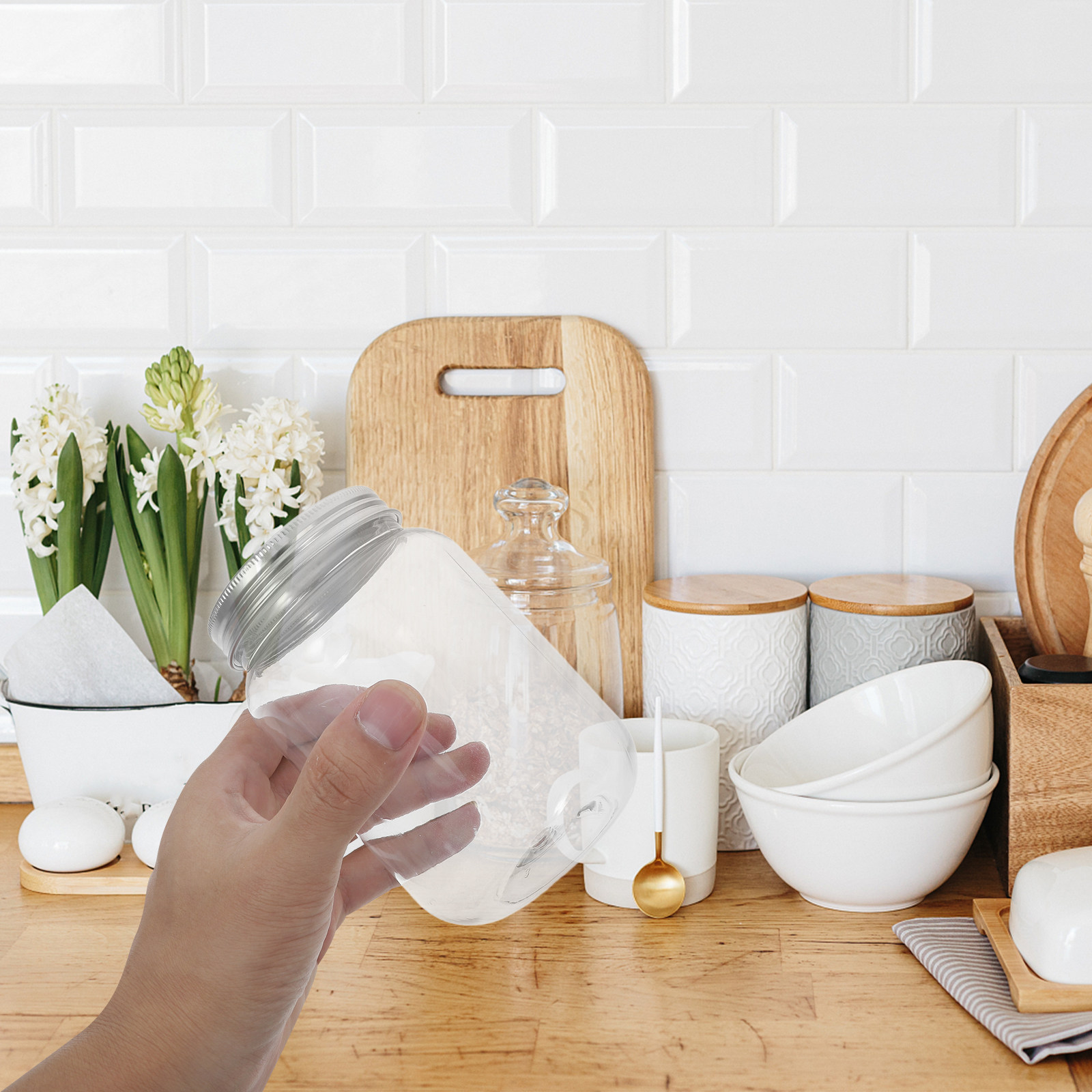 4Pcs Clear Plastic Jars with A - đánh giá và giá Food Storage Jars With Lids