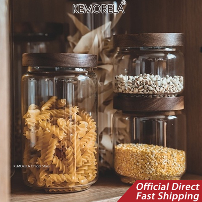 Wood Lid Glass Airtight Canist - đánh giá và giá Food Storage Jars With Lids