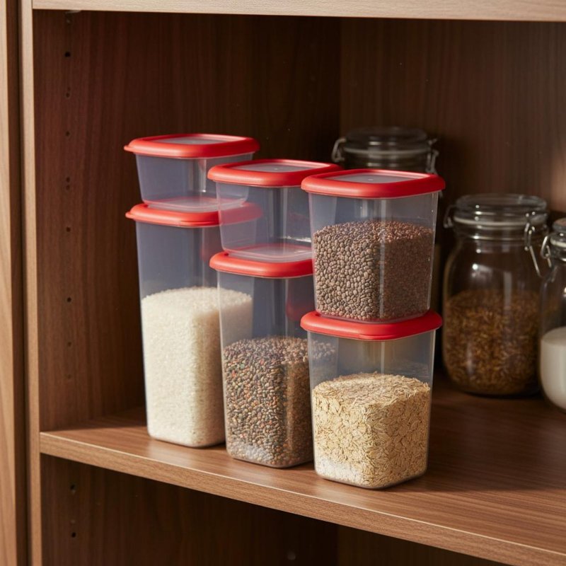 6 Pieces Airtight Food Storage - đánh giá và giá Stackable Pantry Bin