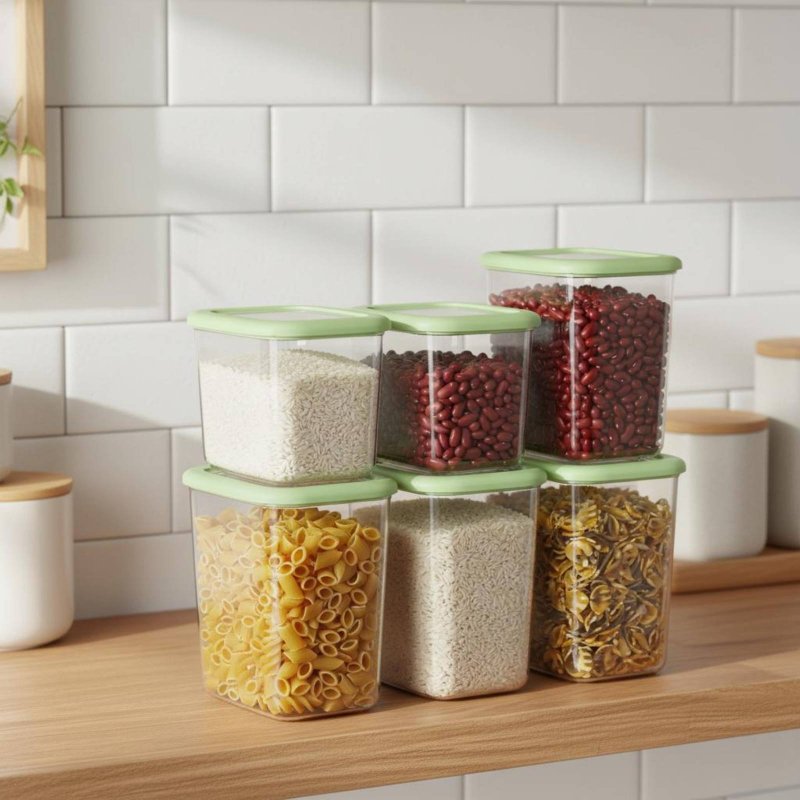 6 Pieces Airtight Food Storage - đánh giá và giá Stackable Pantry Bin