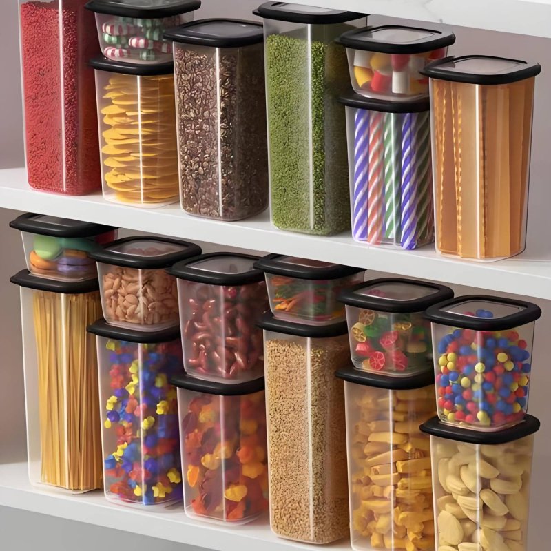 6 Pieces Airtight Food Storage - đánh giá và giá Stackable Pantry Bin