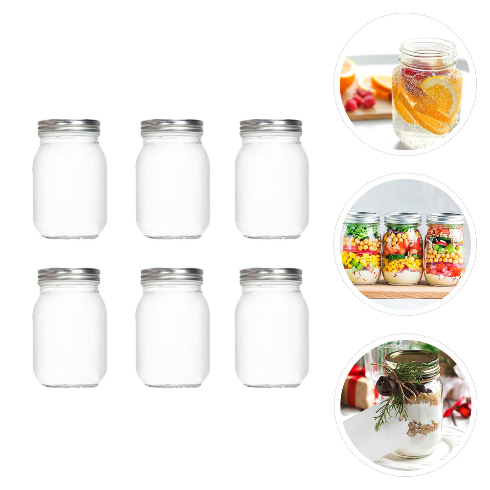 6Pcs Transparent Round Glass J - đánh giá và giá Food Storage Jars With Lids