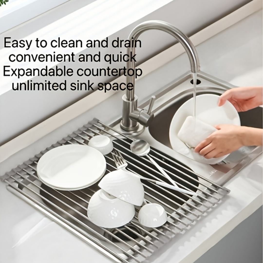 1PC Folding Roll Sink Drainer  - đánh giá và giá Food Storage Rack For Kitchen
