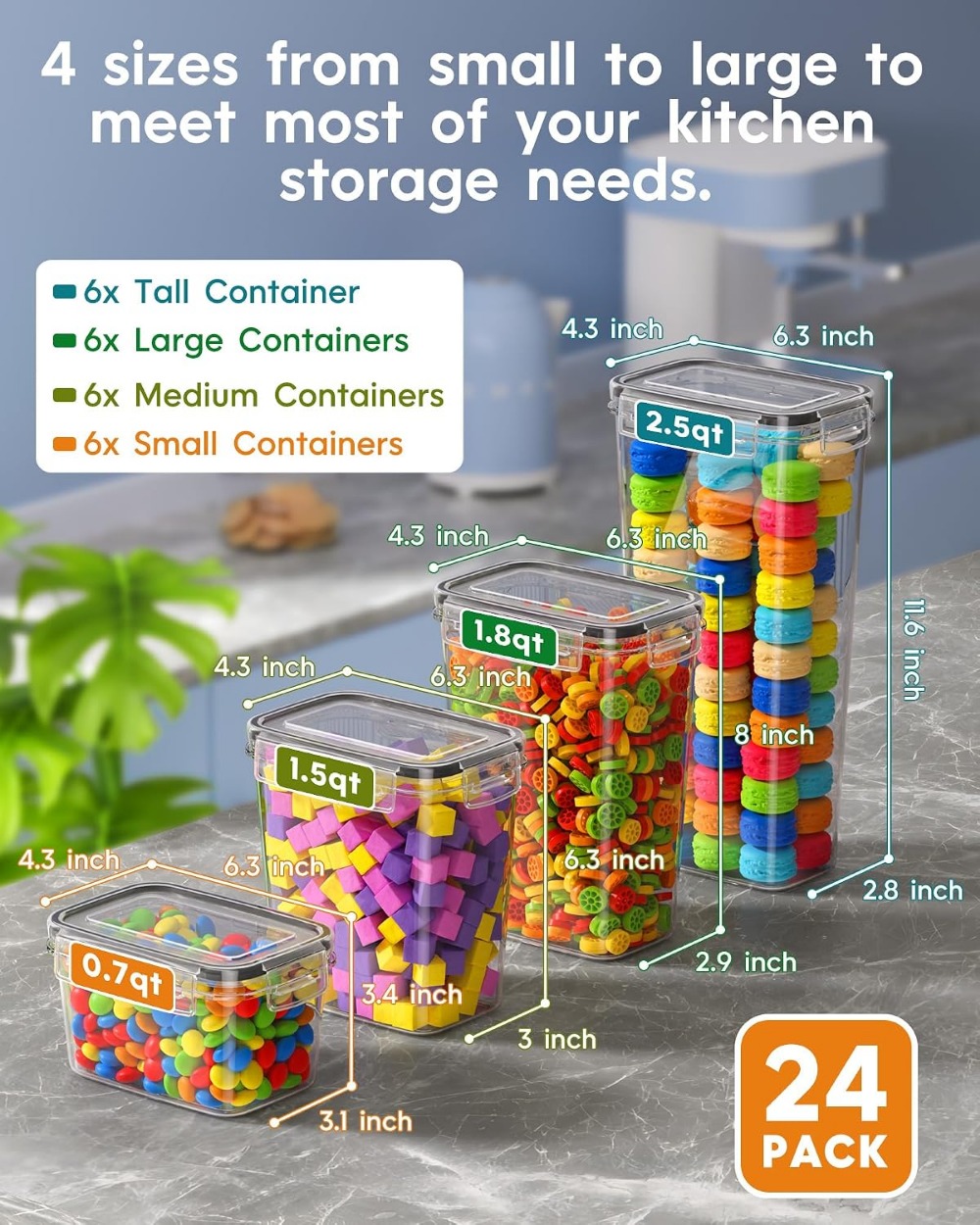 24 PCS Airtight Food Storage C - đánh giá và giá Food Storage Airtight
