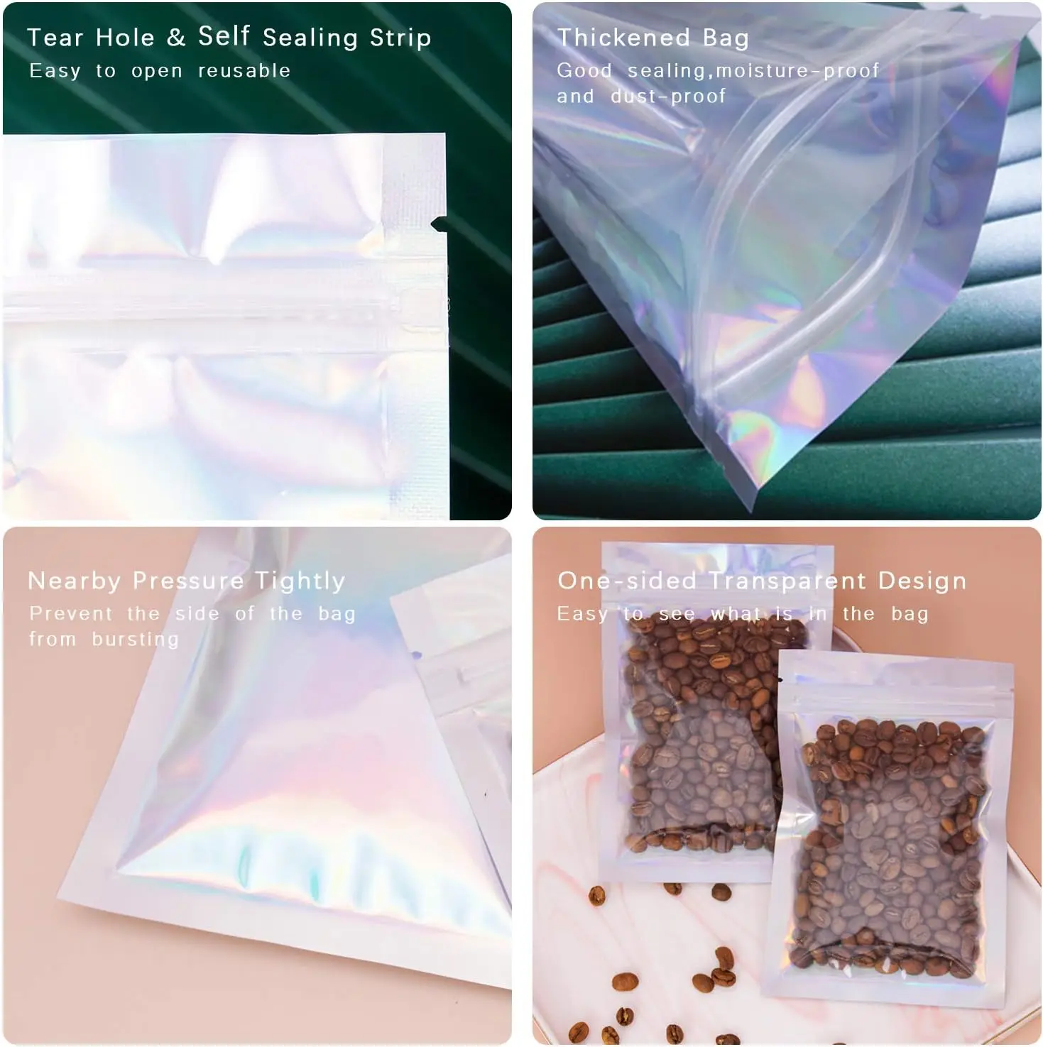 Resealable Holographic Rainbow - đánh giá và giá Food Storage Mylar Bags